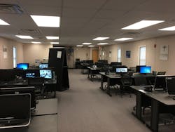 A look inside one of the modular office spaces offered by Agility Recovery. These double-wide units can accommodate up to 48 computer workstations to keep businesses up and running during in the aftermath of a disaster.