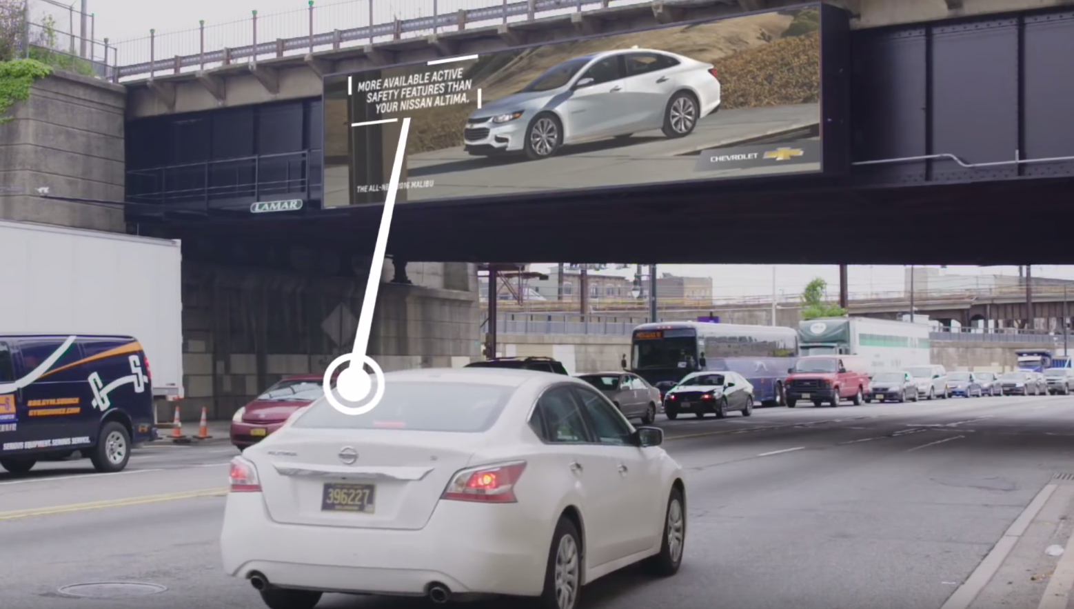 General Motors (GM) was seeking an innovative way to reach potential buyers and highlight the key features of its new Chevrolet Malibu. Lamar Advertising, one of the largest outdoor advertising companies in North America, created a campaign that maximized the flexibility and creativity that digital billboards can provide.