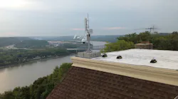 Cities like Cincinnati are planning expansion of municipal video surveillance operations. Shown here is a Cincinnati roof antenna with surveillance cameras.