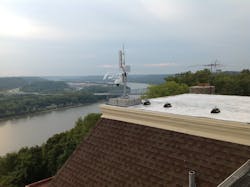 Cities like Cincinnati are planning expansion of municipal video surveillance operations. Shown here is a Cincinnati roof antenna with surveillance cameras. Cities like Cincinnati are planning expansion of municipal video surveillance operations. Shown here is a Cincinnati roof antenna with surveillance cameras.