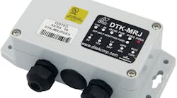 The DTK-MRJPOEX features a NEMA 4X enclosure with weatherproof connectors for installation in harsh or outdoor environments.