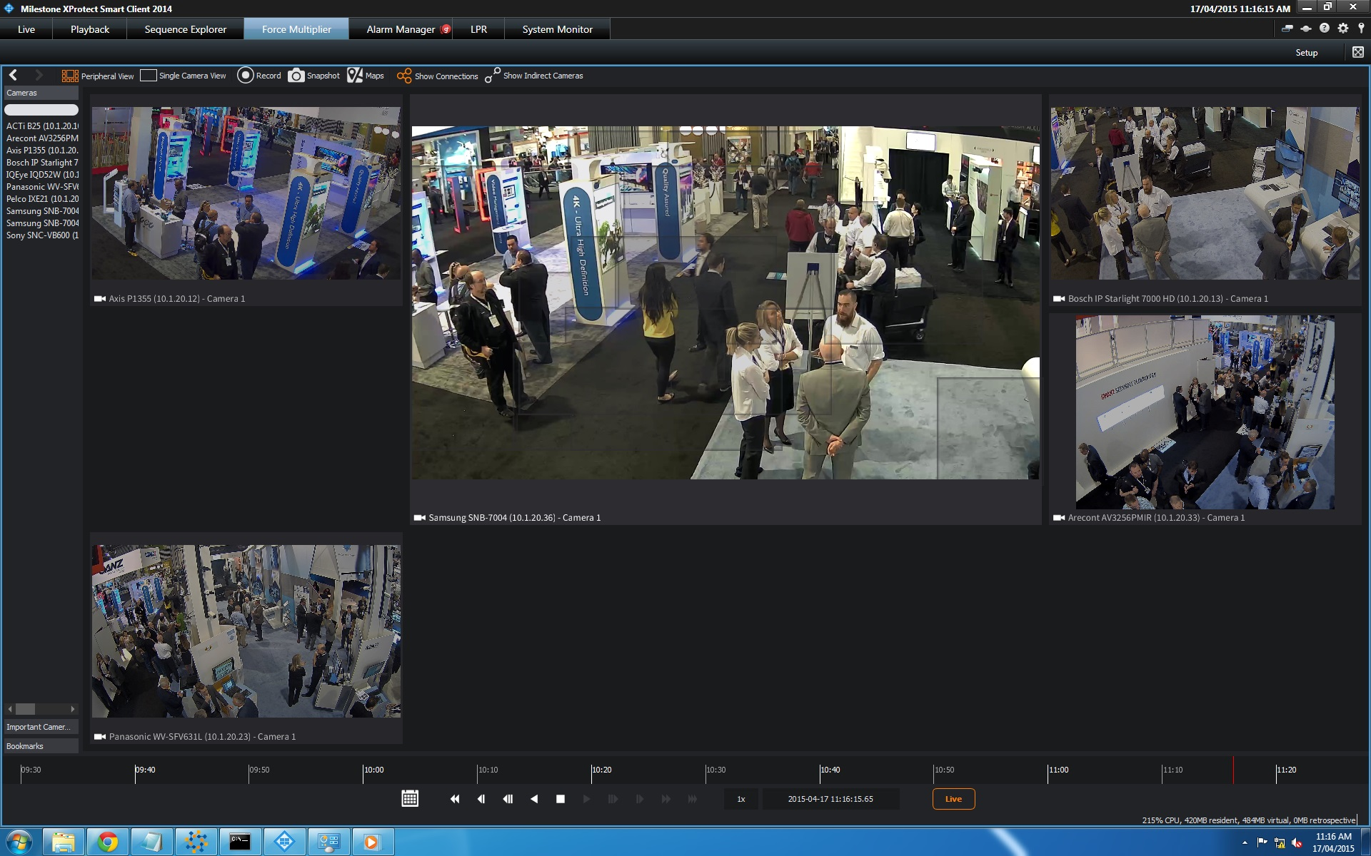 Snap's unique User Interface (UI) software allows customers to get more effective use from their medium-to-large (100+ camera) networks. It automatically finds relationships between the camera fields of view; both overlap and near overlap. It then presents the camera network to the user in a variety of ways that reduce information overload.