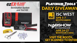 Platinum Tools will give away three new EXO ezEX-RJ45 Termination & Test Kits during ISC West and the NAB Show next month in Las Vegas.