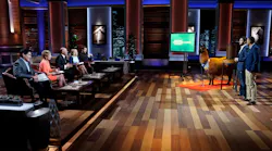 Joseph Parisi and Nick Nevarez present Guard Llama to the Shark Tank, including Mark Cuban, Barbara Corcoran, Kevin O'Leary, Lori Greiner and Chris Sacca. The duo ended up striking a deal with Corcoran.