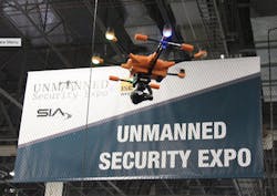 Drones patrolled the skies above the first ever Unmanned Security Expo at ISC West. Drones patrolled the skies above the first ever Unmanned Security Expo at ISC West.