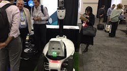 The SMP Robotics S5 Security Guard on display inside the Robotic Assistance Devices booth at ISC West 2017.