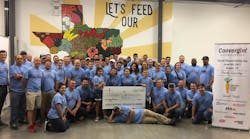 Forty-five local Convergint team members completed an estimated 400 volunteer hours inspecting, cleaning, sorting, boxing, and preparing food donations for the Central Texas Food Bank.