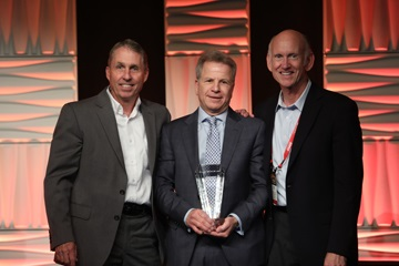 From left to right: Craig Patterson, Director of Vendor Management, PSA Security Network Presents Altronix&rsquo;s Alan Forman with the Superstar Award with Bill Bozeman, President and CEO of PSA Security Network.