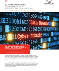 Farpointe Data, the access control industry's trusted global partner for RFID solutions, has just posted the first radio frequency identification(RFID) Cybersecurity Vulnerability Checklist for access control manufacturers, distributors, integrators and end users to use to protect their access control systems from becoming hacker gateways to their facilities and IT systems. Farpointe Data, the access control industry's trusted global partner for RFID solutions, has just posted the first radio frequency identification(RFID) Cybersecurity Vulnerability Checklist for access control manufacturers, distributors, integrators and end users to use to protect their access control systems from becoming hacker gateways to their facilities and IT systems.