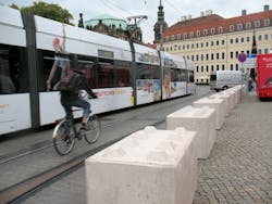 Concrete blocks in the city center of Dresden during the 2016 German Unity Day Celebrations. Concrete blocks in the city center of Dresden during the 2016 German Unity Day Celebrations.