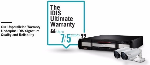 In a landscape with average industry warranties ranging from three to five years, the new IDIS Ultimate Warranty extends the company&rsquo;s standard warranties for recorders from three to five years, while adding additional extensions of the manufacturer&rsquo;s guarantees for its latest-generation technologies by two years, bringing the warranty for IDIS&rsquo;s H.265 network video recorders (NVRs) and multi-format HD-TVI IDIS DirectCX TVRs to an unprecedented seven years.