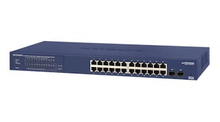 The NETGEAR 24-Port Gigabit PoE+ Smart Managed Pro Switch with 2 SFP ports (GS724TPv2) offers configurable L2 network features like VLANs and PoE operation scheduling, enabling SMB customers to deploy PoE-based VoIP phones and IP surveillance.