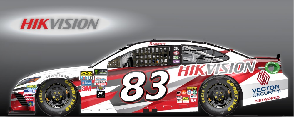 Hikvision and Vector Security recently co-sponsored Brett Moffit&rsquo;s No. 83 Camry during the Oct. 1 NASCAR Monster Energy Cup Series race at Dover International Speedway.