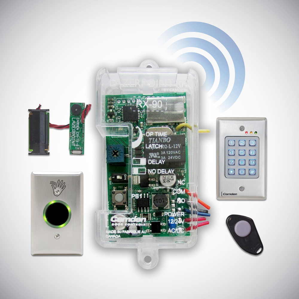 The CM-RX-90 has three operating modes - Delayed (1 - 15 Seconds); No Delay (1 &ndash; 30 Seconds), and Latching, making it an ideal solution for most wireless door activation projects, including control of two automatic doors in vestibule applications.