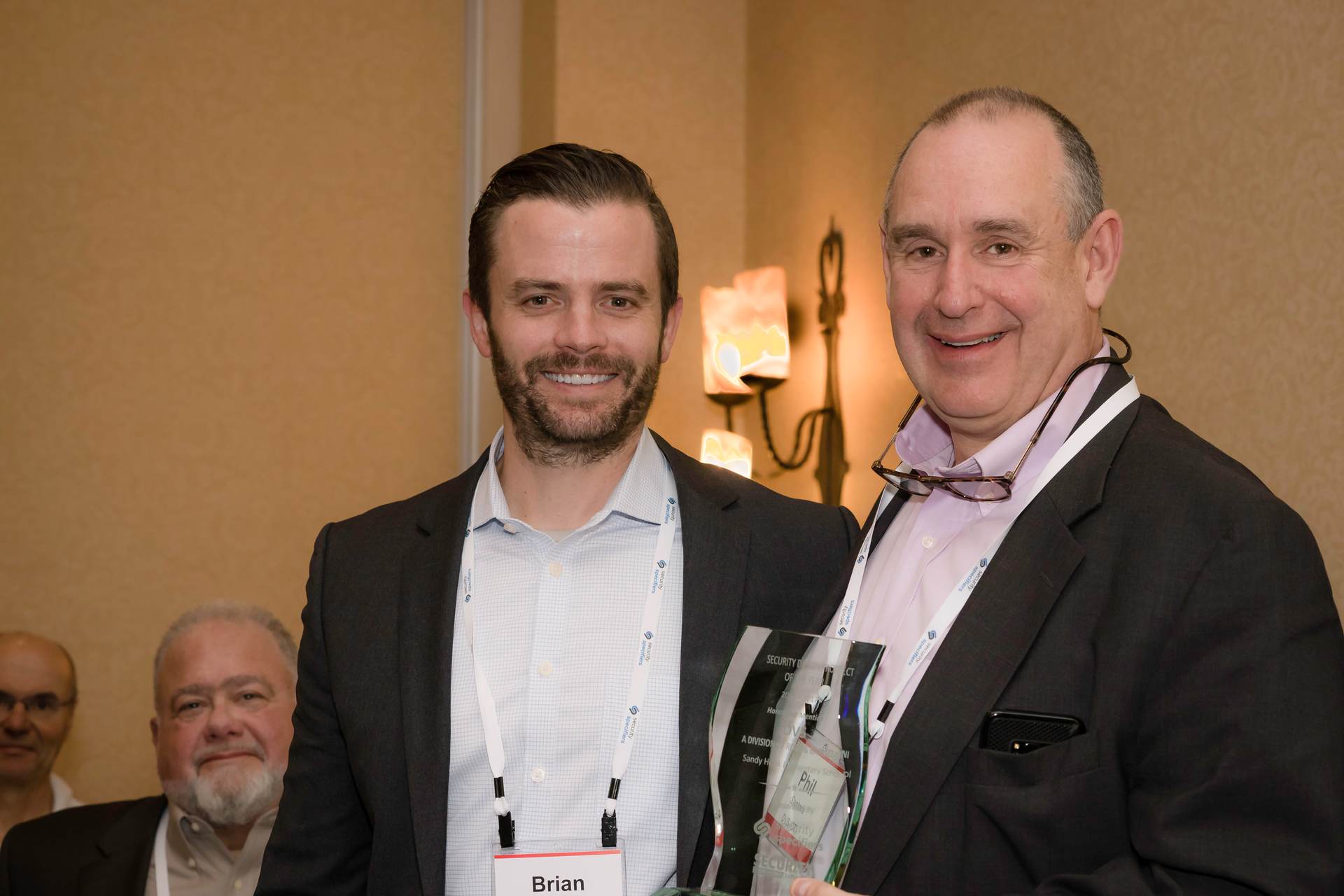 Brian Coulombe, left, and Phil Santore of DVS, a division of Ross & Baruzzini, conducted the security design at the new Sandy Hook Elementary School.
