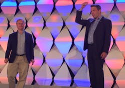 Axis co-founder Martin Gren and VP Americas Fredrik Nilsson on stage at the 2017 Axis Connect & Converge Conference in Seattle. Axis co-founder Martin Gren and VP Americas Fredrik Nilsson on stage at the 2017 Axis Connect & Converge Conference in Seattle.