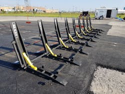 The FBM flat drive-over folded barrier is a multipurpose, portable, fast, effective anti-ram vehicle barrier. The FBM flat drive-over folded barrier is a multipurpose, portable, fast, effective anti-ram vehicle barrier.