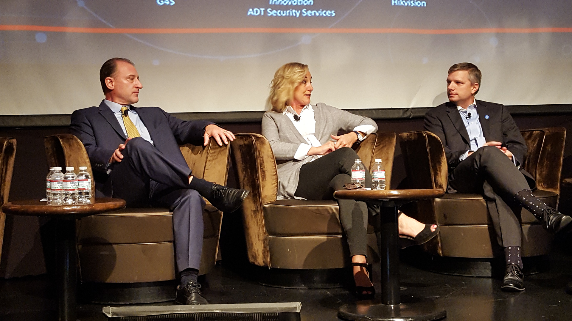 A lively discussion related to disruption and innovation in the security industry took place at SIA's Securing New Ground conference recently at the Edison Ballroom in New York. Panel members for this session included (L-R) Christopher Zenaty, VP Sales Hikvision, Laurie Aaron, VP Sales and Business Development for WaveLynx Technologies and Jay Darfler, SVP, Emerging Markets and Innovation for ADT Security Services.