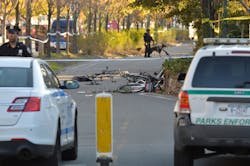 Bikes lay scattered where they were hit by a driver on West Street near West Houston Street Tuesday Oct. 31, 2017 after an attack in Manhattan, N.Y. leaving at least eight people dead. Bikes lay scattered where they were hit by a driver on West Street near West Houston Street Tuesday Oct. 31, 2017 after an attack in Manhattan, N.Y. leaving at least eight people dead.