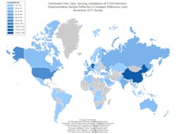 This interactive map on the website of the Fiber Optic Sensing Association (FOSA) provides a geographic breakdown of global DFOS installations in more than 75 countries. This interactive map on the website of the Fiber Optic Sensing Association (FOSA) provides a geographic breakdown of global DFOS installations in more than 75 countries.