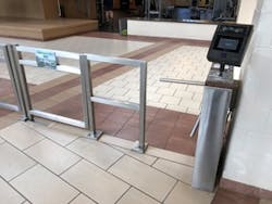 Georgia Southern University’s state-of-the-art Recreation Activity Center (RAC) has deployed an integrated pedestrian access solution so only members can access the facility. A Boon Edam Trilock 60 tripod turnstile is integrated with Iris ID IrisAccess solution to enable swift user verification and access with a minimum of effort for students, faculty and staff. Georgia Southern University’s state-of-the-art Recreation Activity Center (RAC) has deployed an integrated pedestrian access solution so only members can access the facility. A Boon Edam Trilock 60 tripod turnstile is integrated with Iris ID IrisAccess solution to enable swift user verification and access with a minimum of effort for students, faculty and staff.