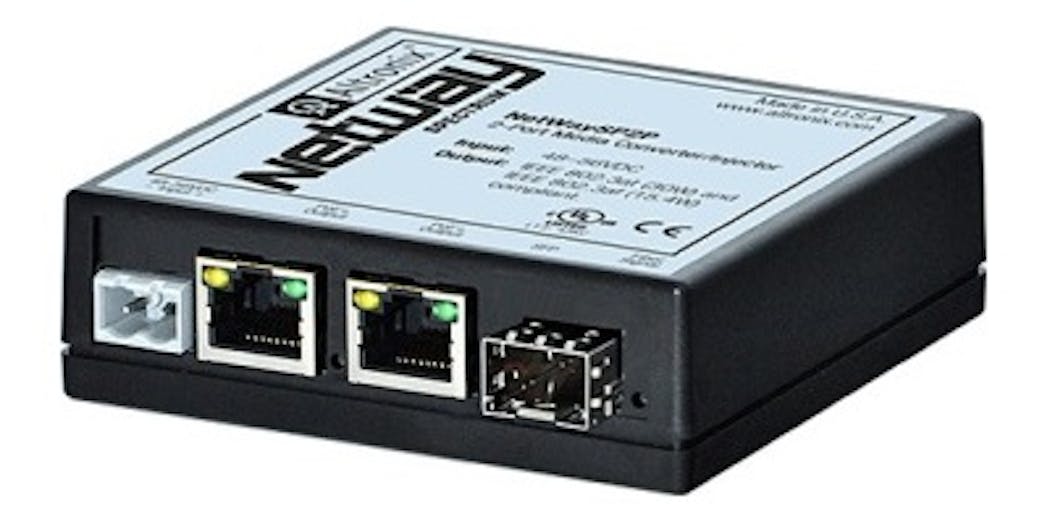 The NetWaySP2P 2-Port Media Converter/Injector.