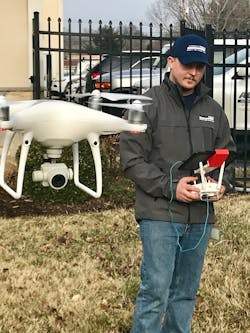 Kevin Edwards, Fleet &amp; Facilities Manager for integrator Advantech Inc., uses a drone to accomplish site surveys, saving both installation time and costs.