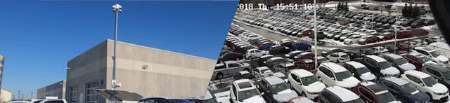 Hikvision security cameras provided solar-powered video surveillance during a building renovation for Ajax Hyundai car dealership in Ontario, Canada.