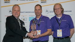 IPConfigure&apos;s Cort Tompkins and Christopher Uiterwyk accept SIA&apos;s top award in 2018 ISC Product Showcase.