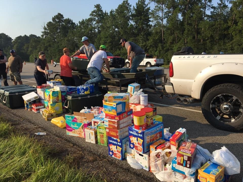 Donated supplies to victims of Hurricane Harvey