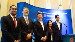 Taiwan Products Launch @ ISC West 2018. Speakers from left to right: EverFocus Regional Technical Sales Manager Marques Phillips, TAITRA Executive Director Simon Lai, GeoVision President David Huang, PLANET Sales Manager Tammy Huang and VIVOTEK Director of Marketing and Product Development Shengfu Cheng. Taiwan Products Launch @ ISC West 2018. Speakers from left to right: EverFocus Regional Technical Sales Manager Marques Phillips, TAITRA Executive Director Simon Lai, GeoVision President David Huang, PLANET Sales Manager Tammy Huang and VIVOTEK Director of Marketing and Product Development Shengfu Cheng.