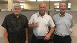 From left to right: Iverify’s Marty Brakel, National Account Manager; David Heller, Chief Sales Officer; and Bill Guenther, National Account Manager, accepting their March Networks Rising Star channel partner award.