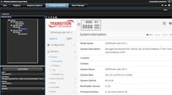 A screenshot of Transition Networks&apos; new Device Management System software within Milestone&apos;s XProtect video management system.