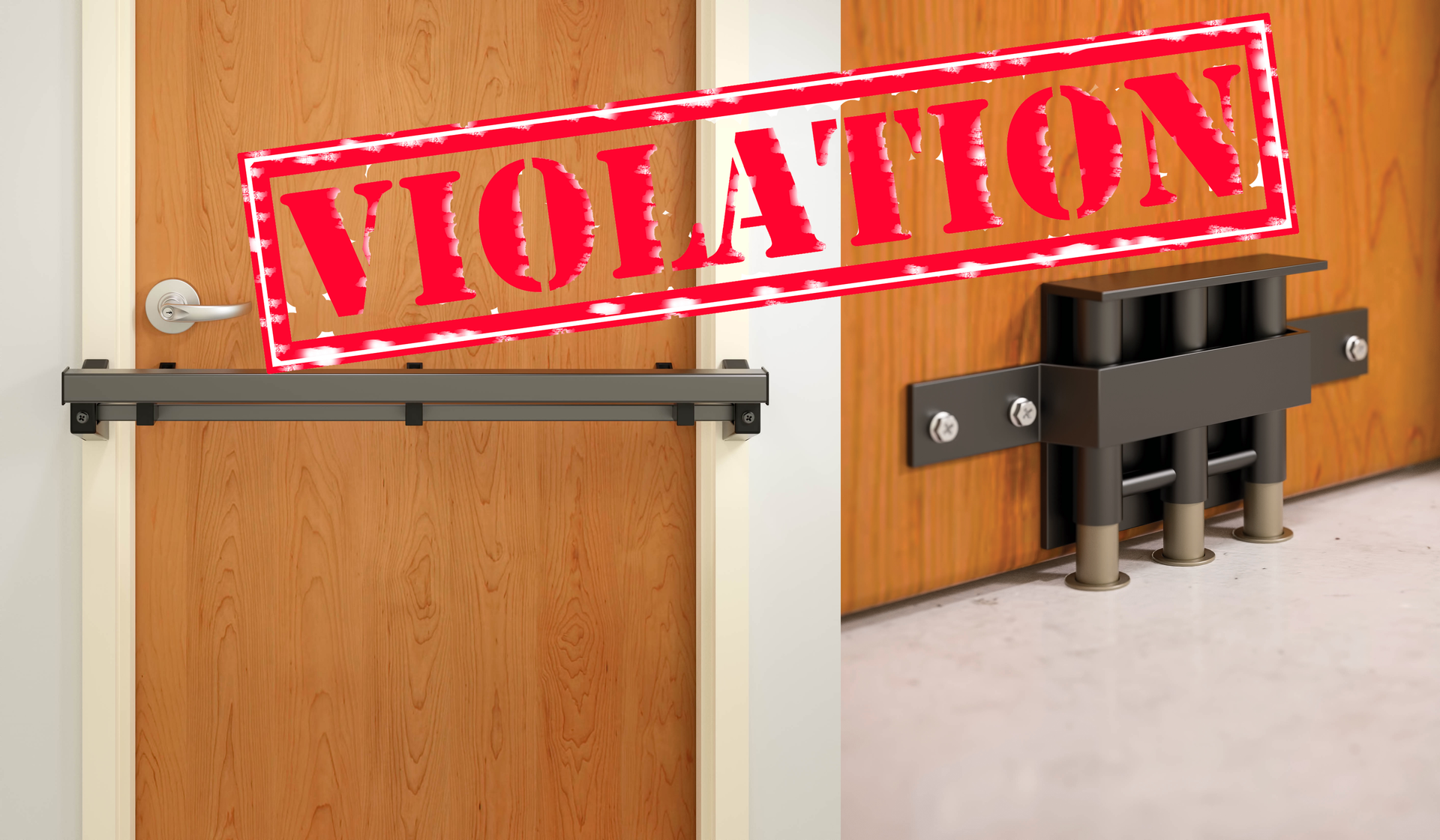 After-market secondary locking devices such as barricades and floor locks are almost always in violation of NFPA and other codes.