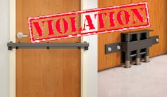 After-market secondary locking devices such as barricades and floor locks are almost always in violation of NFPA and other codes.