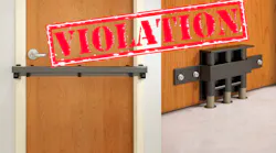 After-market secondary locking devices such as barricades and floor locks are almost always in violation of NFPA and other codes.