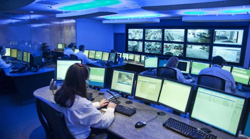A look inside the video monitoring facilities of National Monitoring Center, part of the Netwatch Group.