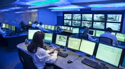 A look inside the video monitoring facilities of National Monitoring Center, part of the Netwatch Group.