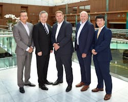 From left to right: Jean-Marc Theolier, CEO PelcoTM by Schneider Electric, Owen Chen, Chairman VIVOTEK Inc., Bjørn Skou Eilertsen, CTO Milestone Systems, Gert van Iperen, representative Bosch Building Technologies and Jong-Uk Kim, Director of R&D Center, Hanwha Techwin. From left to right: Jean-Marc Theolier, CEO PelcoTM by Schneider Electric, Owen Chen, Chairman VIVOTEK Inc., Bjørn Skou Eilertsen, CTO Milestone Systems, Gert van Iperen, representative Bosch Building Technologies and Jong-Uk Kim, Director of R&D Center, Hanwha Techwin.