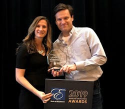 Alarm'com's Matt Zartman accepts the 2019 Mark of Excellence Award at CES 2019. Alarm'com's Matt Zartman accepts the 2019 Mark of Excellence Award at CES 2019.