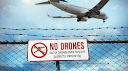 Drones may not be flown within five miles of an airport.