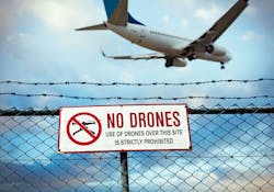 Drones may not be flown within five miles of an airport. Drones may not be flown within five miles of an airport.