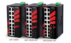 Antaira Technologies’ LNP-1600G, -1802G-SFP, and -2004G-SFP series are the latest industrial Gigabit unmanaged Ethernet switch series that offer high density for sixteen full gigabit Ethernet ports (-1600G, -1802G-SFP, and -2004G-SFP) with each port supporting PSE maximum of 30W and have two or four SFP gigabit fiber slots (-1802G-SFP and -2004G-SFP) for long distance connectivity. Antaira Technologies’ LNP-1600G, -1802G-SFP, and -2004G-SFP series are the latest industrial Gigabit unmanaged Ethernet switch series that offer high density for sixteen full gigabit Ethernet ports (-1600G, -1802G-SFP, and -2004G-SFP) with each port supporting PSE maximum of 30W and have two or four SFP gigabit fiber slots (-1802G-SFP and -2004G-SFP) for long distance connectivity.
