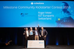 Milestone Systems, the open platform video management software (VMS) company, named Roger Meyer, Managing Director of EET Europarts, the winner of the Milestone Community Kickstarter Contest 2019 during Milestone Community Days (MIPS) in Copenhagen. Innovators from 16 countries submitted ideas to the contest, and four made it to the final round at MIPS in Copenhagen. Milestone Systems, the open platform video management software (VMS) company, named Roger Meyer, Managing Director of EET Europarts, the winner of the Milestone Community Kickstarter Contest 2019 during Milestone Community Days (MIPS) in Copenhagen. Innovators from 16 countries submitted ideas to the contest, and four made it to the final round at MIPS in Copenhagen.