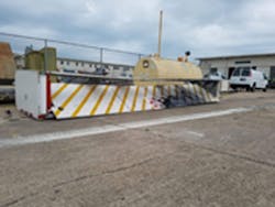 A Delta MP5000 portable barrier recently stopped a stolen Ford Edge crossover SUV at the North Gate of the Naval Air Station - Corpus Christi. A Delta MP5000 portable barrier recently stopped a stolen Ford Edge crossover SUV at the North Gate of the Naval Air Station - Corpus Christi.