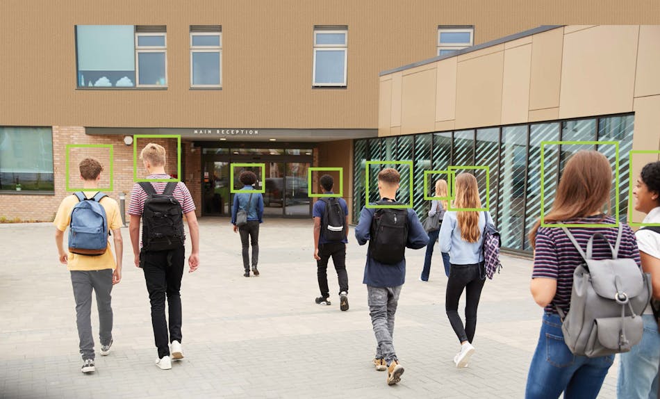 AI-powered people counting analytics can tell school administrators how many students entered the school that morning and how many exited the building during an evacuation.