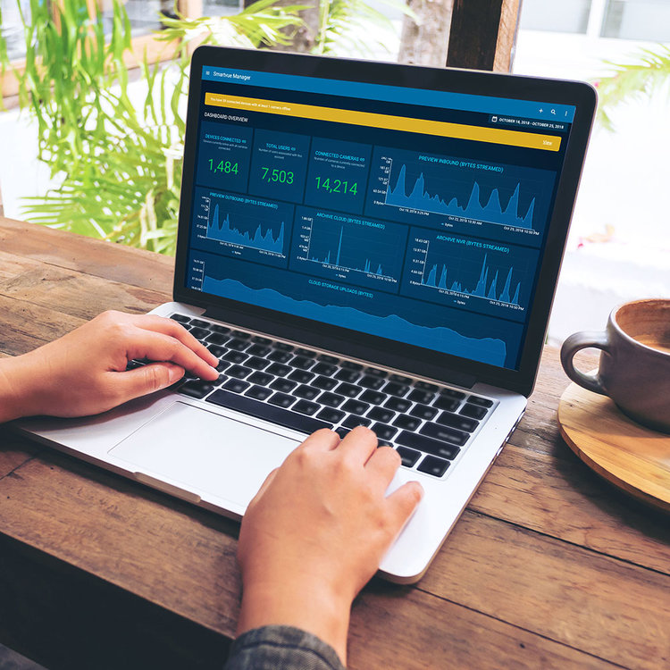 The Tyco Cloud Enterprise Manager portal provides users with a comprehensive view of their entire security solution through a single interface. It provides real-time status and management of every connected device on a clickable global map.
