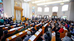 Hundreds of people attended a service for Lori Gilbert-Kaye, 60, at the Chabad of Poway on April 28, 2019 in Poway, Calif. Gilbert-Kaye was killed by a gunman at the synagogue.