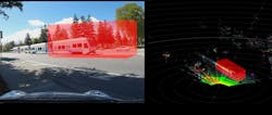 The image pictured above (visible image spectrum on the left and lidar 3D recreation on the right) shows how Cepton's lidar technology can be used to create virtual 3D safety zones. The image pictured above (visible image spectrum on the left and lidar 3D recreation on the right) shows how Cepton's lidar technology can be used to create virtual 3D safety zones.