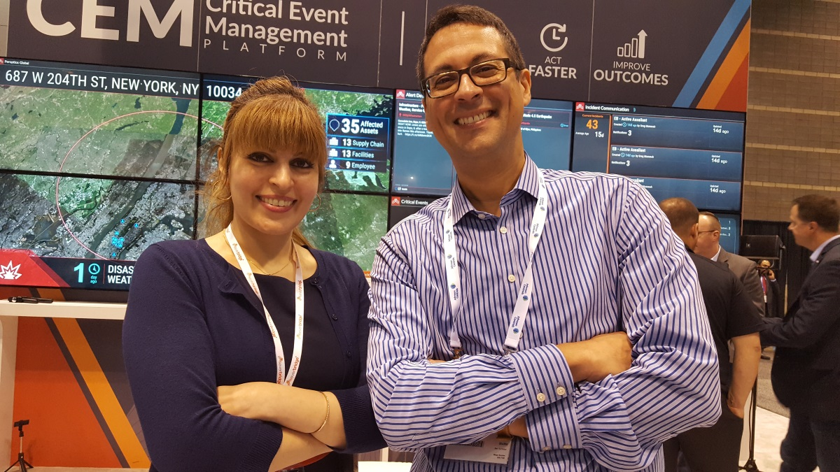Annie Asrari, Director of Product Management at Everbridge, left, and Imad Mouline, CTO of Everbridge, sat down for a chat about the company's strategy at GSX 2019.